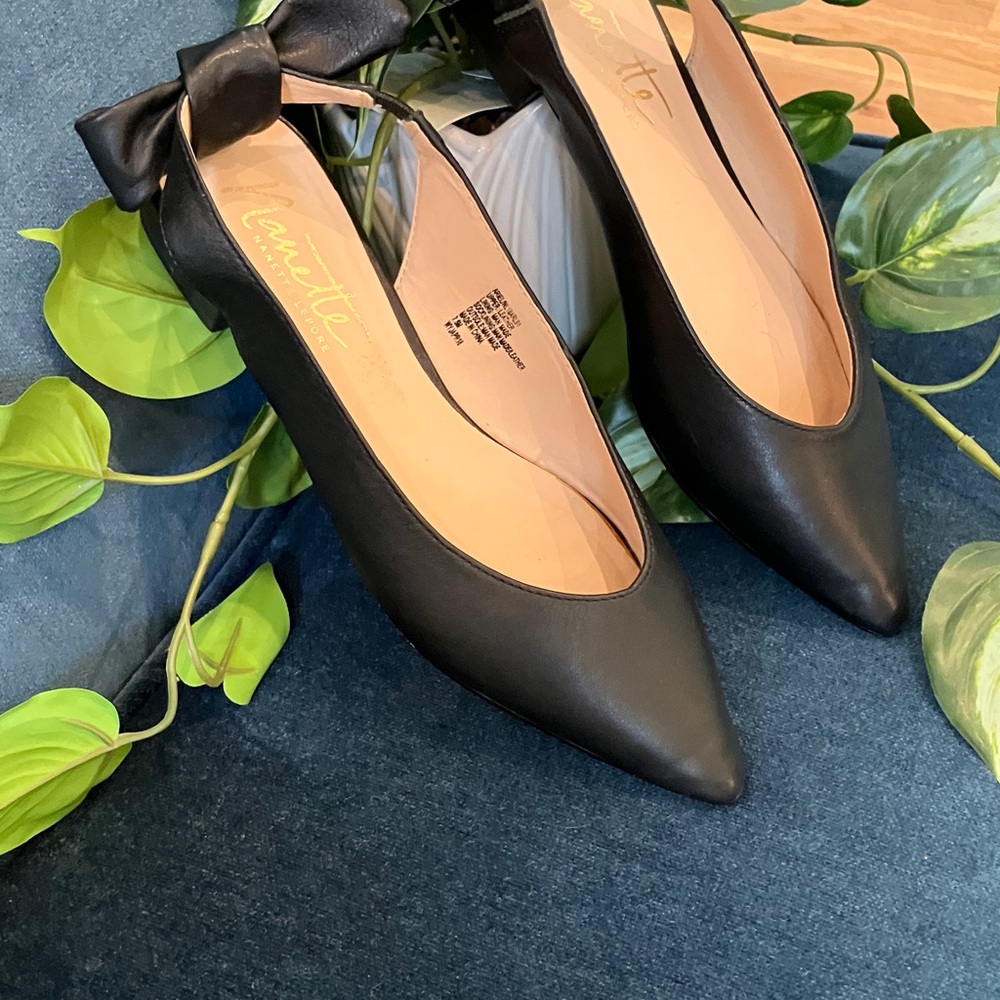 Nanett Lepore Black Bow Women's Flats size 7.5 M